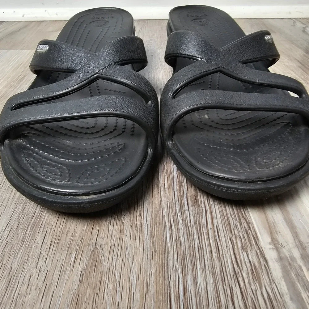 Crocs Women Patricia II Strappy Wedge Sandal Size 11 Black Comfort Gorpcore
